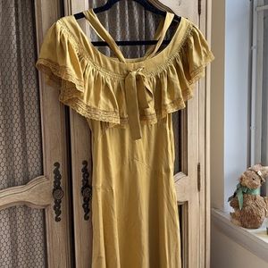 Doen Sicilia Dress XS Wheat Silk Lace Maxi